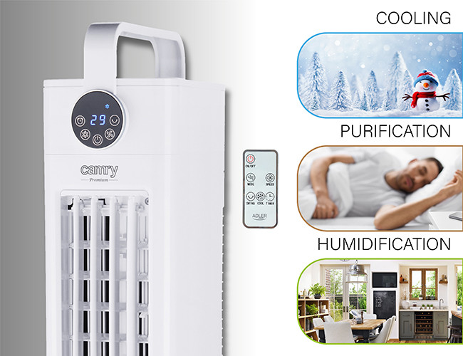 Klimator kolumnowy 3w1 - chłodzenie, nawilżanie i oczyszczanie Camry 7858