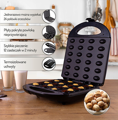 Opiekacz do orzeszków - 24 szt. XL, nieprzywierające płyty Mesko 3041