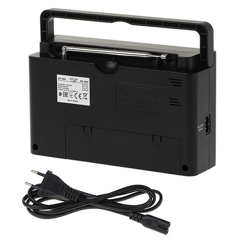 Radio AM/FM z zasilaniem sieciowym i akumulatorowym Adler 1909