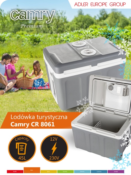 Lodówka turystyczna 40L z funkcją grzania - zasilanie 12V/230V Camry 8061