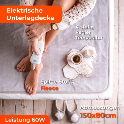Elektryczny koc podkładowy 150x80 cm z regulacją temperatury Adler 7425