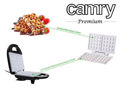 Gofrownica 1000 W z termostatem i powłoką ceramiczną Camry 3019