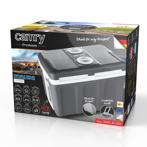 Lodówka turystyczna 40L z funkcją grzania - zasilanie 12V/230V Camry 8061