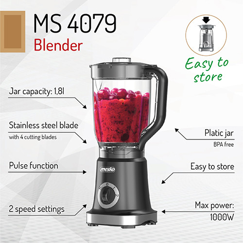 Blender kielichowy 1000W 1.8L czarny Mesko 4079