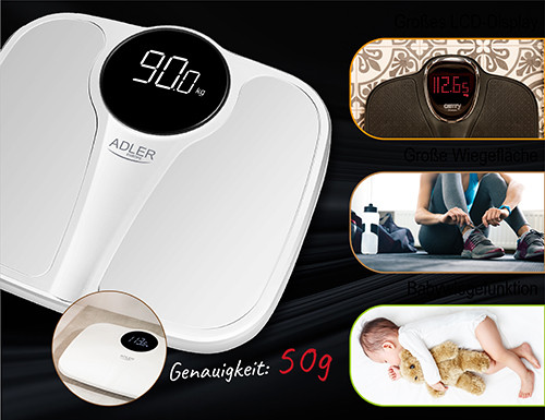 Waga łazienkowa z funkcją ważenia niemowląt 180kg LED Camry 8171