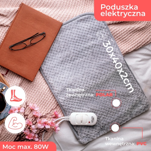 Poduszka elektryczna z pilotem – regulacja temperatury Adler 7415