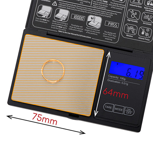 Waga jubilerska 100g 0.01g z podświetlanym wyświetlaczem Adler 3176