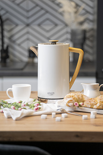 Czajnik elektryczny 1,7L stalowy biały Adler 1347