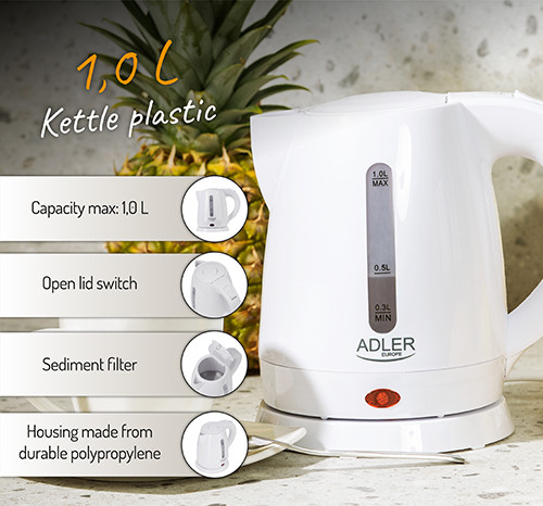 Czajnik elektryczny 1L z filtrem do kamienia - Adler 1272