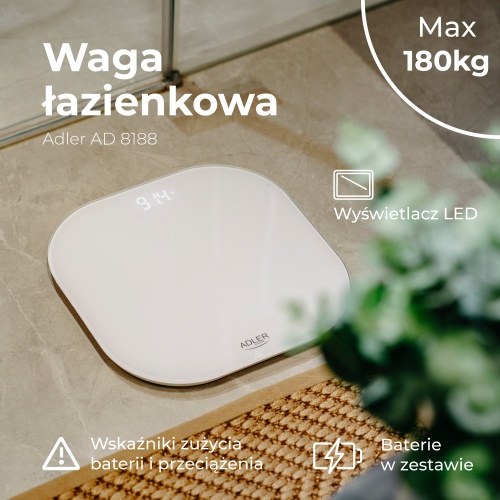 Waga łazienkowa z wyświetlaczem LED 180 kg Adler 8188
