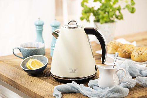 Czajnik elektryczny 1,5L 2200W stal nierdzewna beżowy Adler 1343