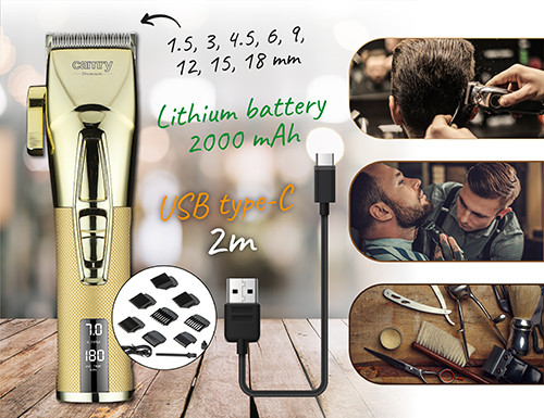 Maszynka do włosów z wyświetlaczem LCD i 8 nasadkami Camry 2835
