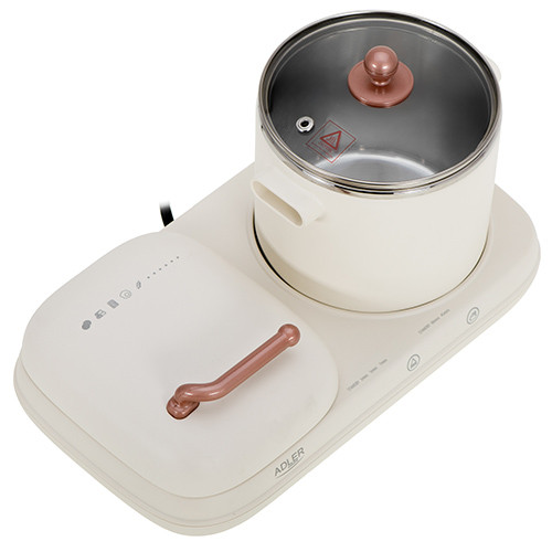 Stacja śniadaniowa 2w1 z grillem i garnkiem 1L Adler 6421