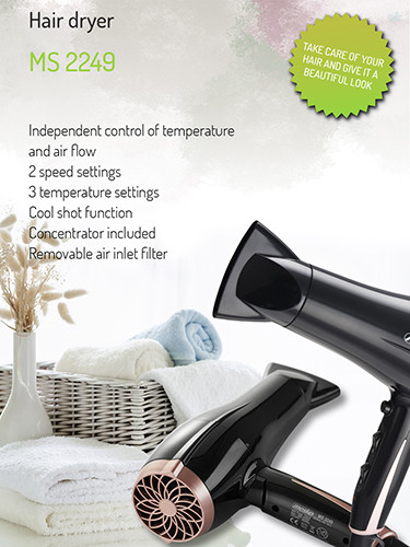 Suszarka do włosów 2000W z zimnym nawiewem i koncentratorem Mesko 2249