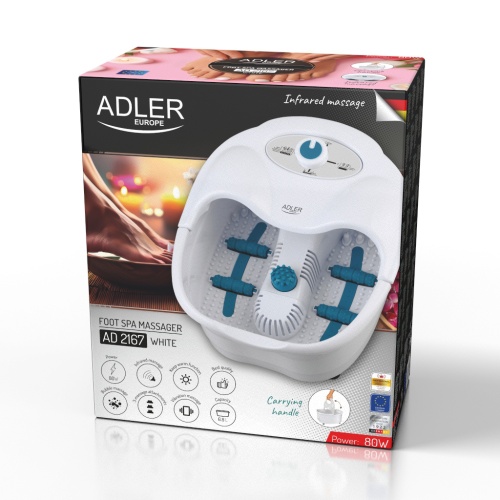 Masażer do stóp z podczerwienią i masażem wodnym - 4 rolki Adler 2167