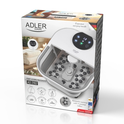 Składany hydromasażer do stóp z masażem 6 rolek, podgrzewaniem i timerem Adler 2182