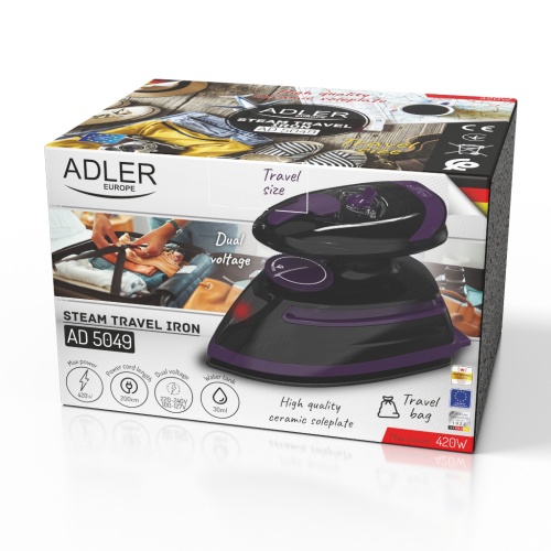 Żelazko turystyczne parowe 2w1 z podwójnym zasilaniem Adler 5049