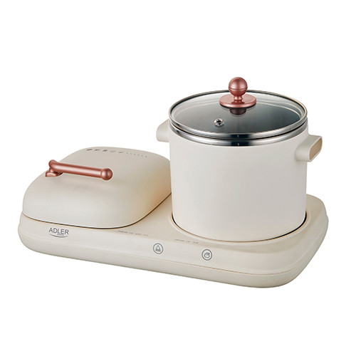 Stacja śniadaniowa 2w1 z grillem i garnkiem 1L Adler 6421