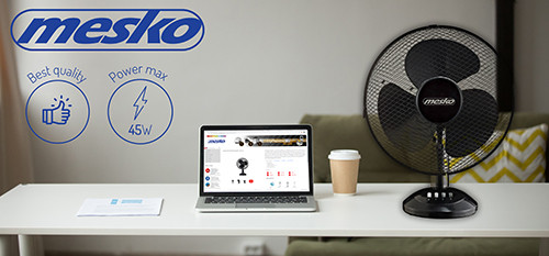 Wentylator biurkowy 40cm z obrotową głowicą - 3 prędkości Mesko 7310