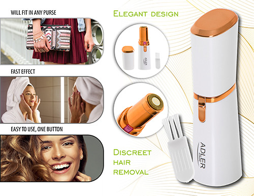 Trymer do twarzy z lampką LED - depilator damski Adler 2939