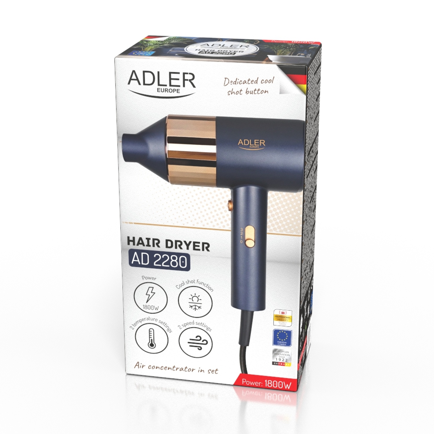 Suszarka do włosów 1800W z zimnym nadmuchem Adler 2280