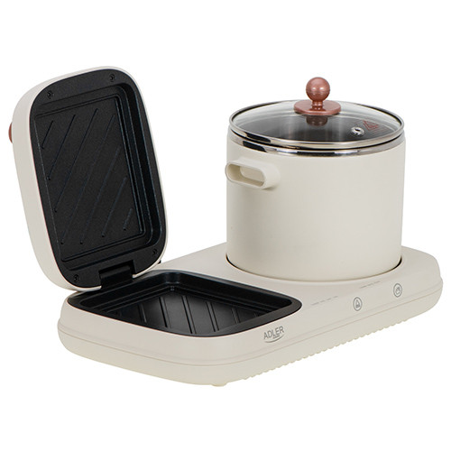 Stacja śniadaniowa 2w1 z grillem i garnkiem 1L Adler 6421