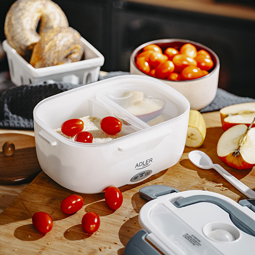 Podgrzewany pojemnik na żywność 1L dwukomorowy szary Adler 4474
