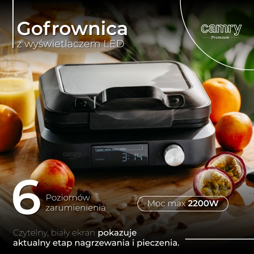 Gofrownica automatyczna z wyświetlaczem LED i timerem Camry 3086
