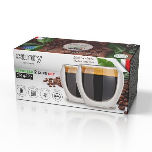 Zestaw 2 filiżanek do espresso z podwójnymi ściankami Camry 4427