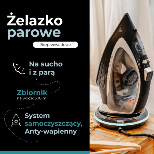 Bezprzewodowe żelazko parowe z szybkim nagrzewaniem Adler 5043