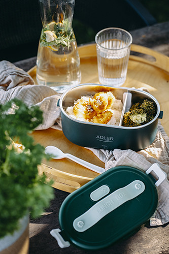 Elektryczny podgrzewacz do żywności 0.8L - metalowy pojemnik Adler 4505