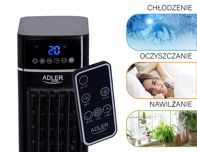 Klimator kolumnowy 3w1 z nawilżaniem i oczyszczaniem Adler 7859