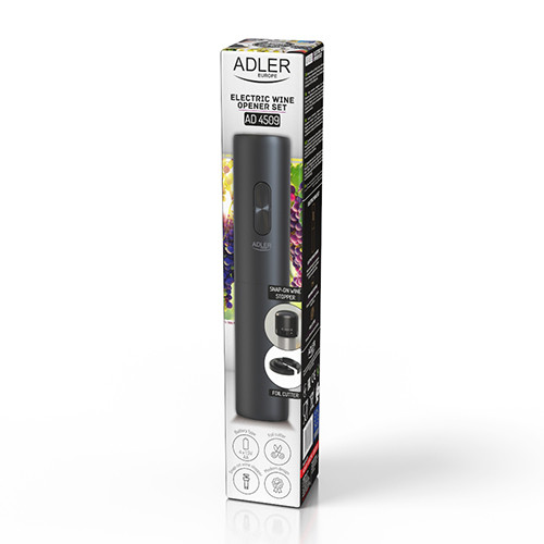 Elektryczny otwieracz do wina z obcinaczem folii i korkiem Adler 4509