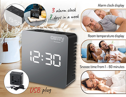 Budzik LED z termometrem i 3 trybami alarmu Camry 1150