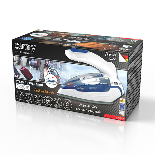 Żelazko parowe turystyczne ze składaną rączką i ceramiczną stopą Camry 5040