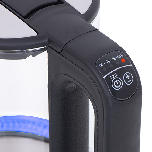 Czajnik szklany z regulacją temperatury 1,7L podświetlenie LED Mesko 1301