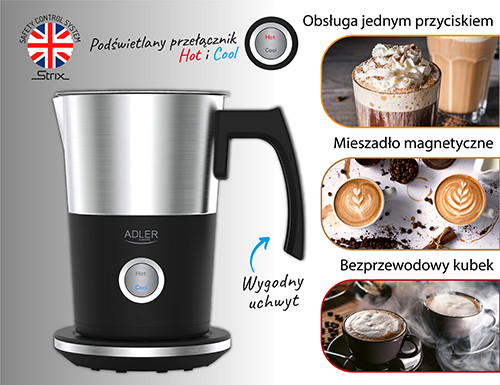 Spieniacz do mleka z podgrzewaniem - automatyczny, 300 ml Adler 4497