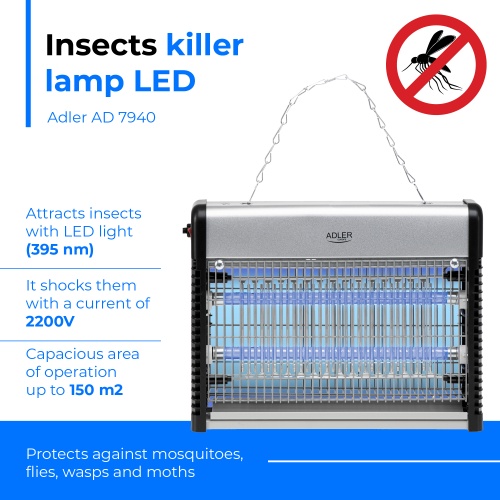 Lampa owadobójcza LED na komary i muchy 2200V Adler 7940
