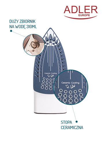 Żelazko ceramiczne 3000W z funkcją samoczyszczenia Adler 5030