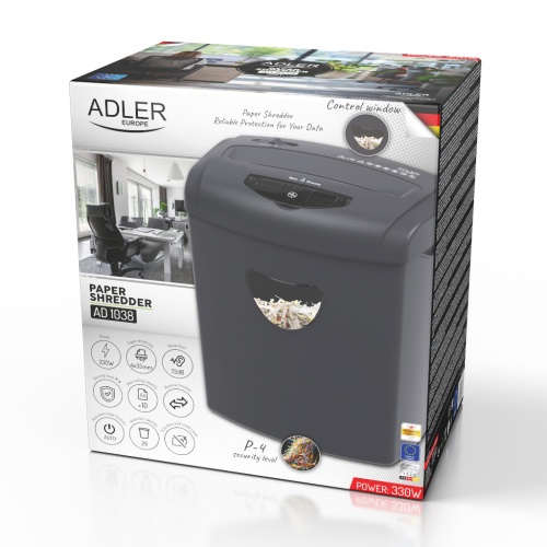 Niszczarka biurowa 10 kartek P-4 na ścinki 4mm Adler 1038