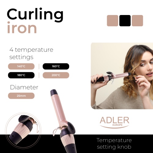 Lokówka ceramiczna 25mm z regulacją temperatury Adler 2117