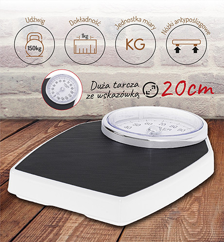 Waga łazienkowa mechaniczna 150 kg z dużą tarczą Adler 8177