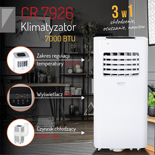 Klimatyzator 7000 BTU z osuszaniem i pilotem Camry 7926
