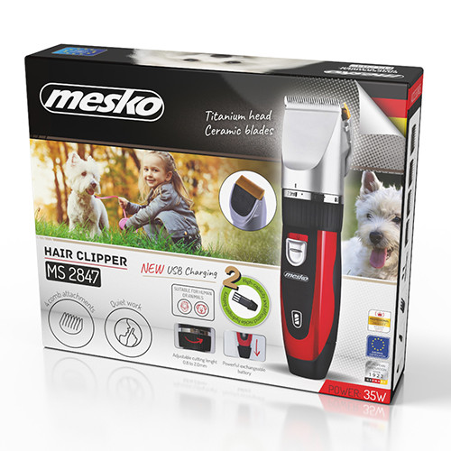 Strzyżarka dla psów i kotów z tytanowymi ostrzami i ładowaniem USB Mesko 2847