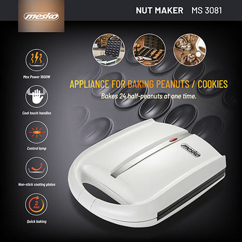 Opiekacz do orzeszków na 24 ciasteczka XL - powłoka nieprzywierająca Mesko 3081